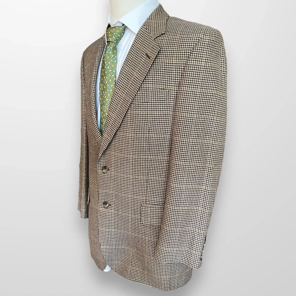 Jos A Bank Executive Wool Silk Brown Blazer Tweed Sport‎ Jacket 40R Casual